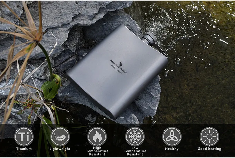 バウンドレスボヤージュ 超軽量 チタン製 ヒップフラスコ ボトル 漏斗付き Boundless Voyage Titanium Flask 200ml funnel Ti3061D