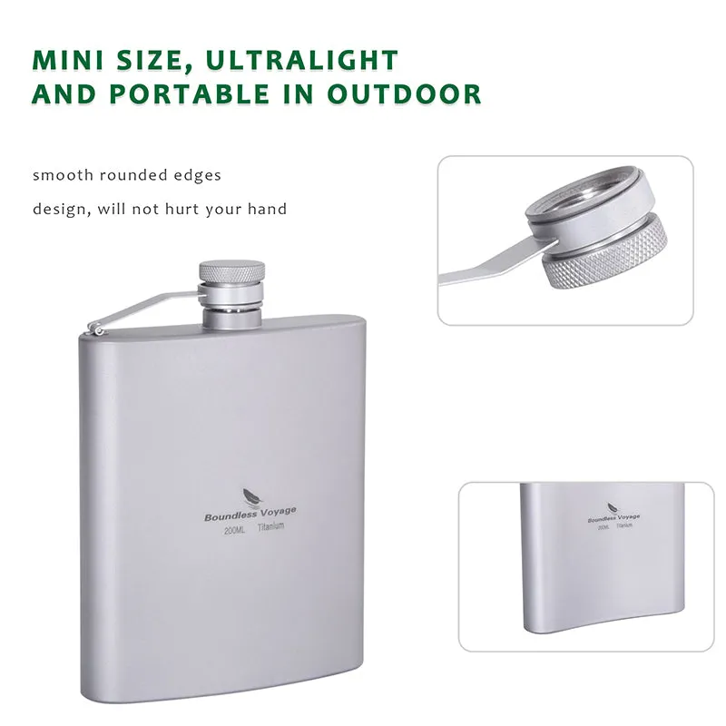 バウンドレスボヤージュ 超軽量 チタン製 ヒップフラスコ ボトル 漏斗付き Boundless Voyage Titanium Flask 200ml funnel Ti3061D