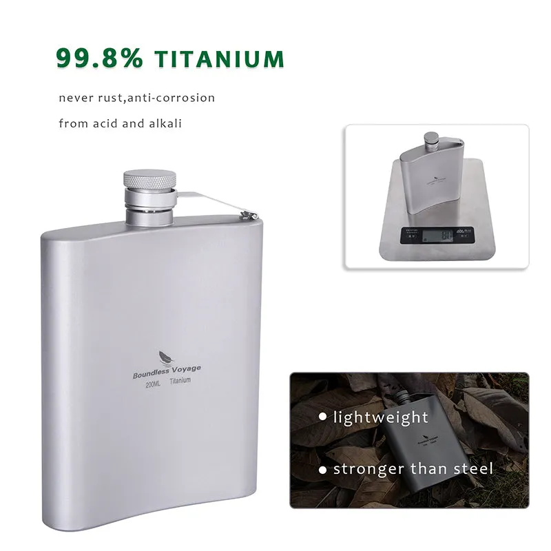 バウンドレスボヤージュ 超軽量 チタン製 ヒップフラスコ ボトル 漏斗付き Boundless Voyage Titanium Flask 200ml funnel Ti3061D
