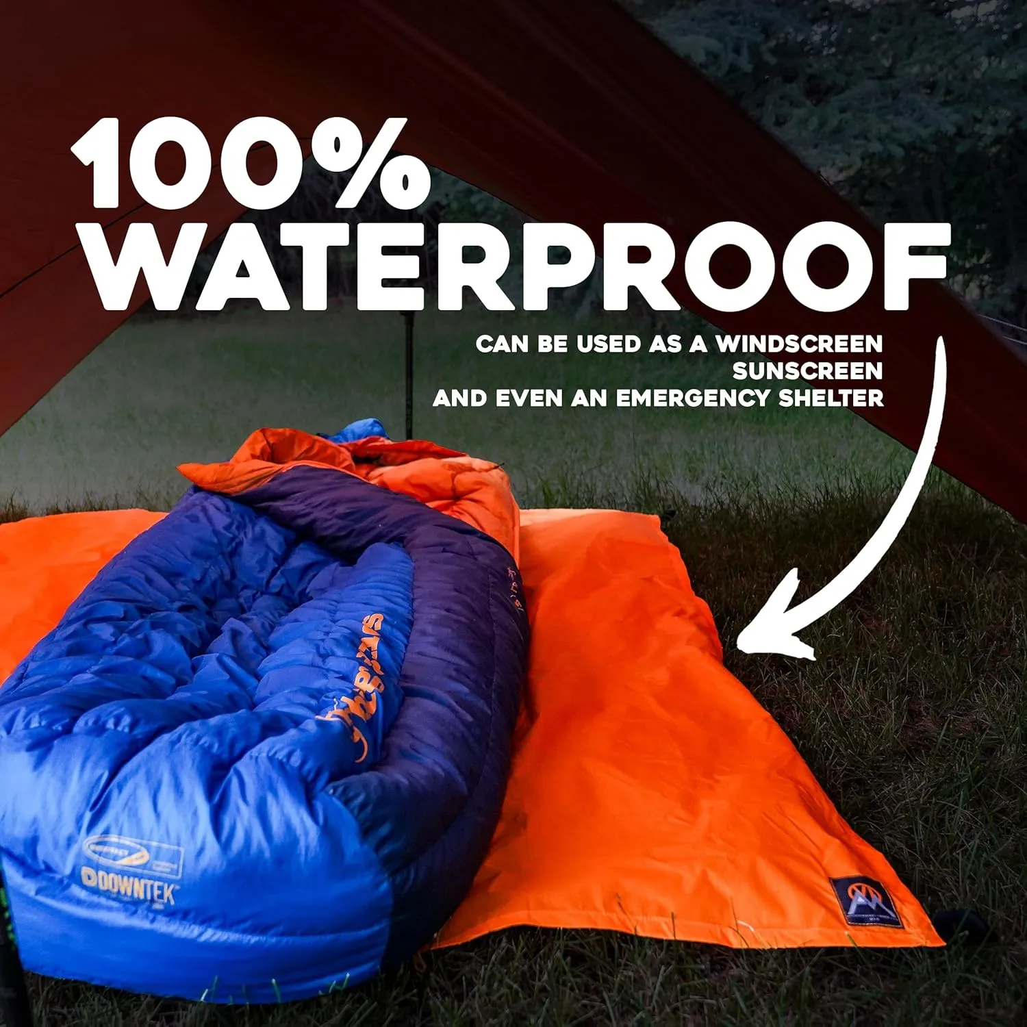 | Multi Cloth Waterproof Ultralight Lightweight Backpacking Camping and Survival Tarp | 1.9oz Orange | Measures 54 inches by 72 inches | has Stake Loops and Guy line Loops