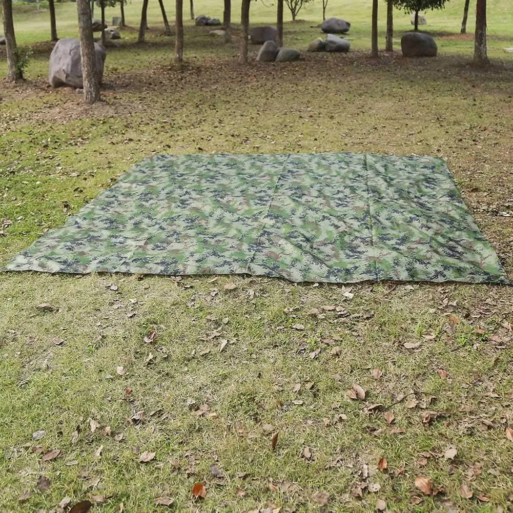 , Outdoor BBQ Canopy Sunshade Tent Ground Tent Tarp Camping Backpacking Accessories Cloth Mat 300 300cm with Wind Rope Nails Shelter Shade