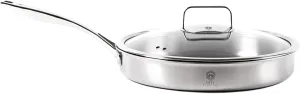 10 Inch Pure Titanium Frying Pan with Glass Lid - Coating-Free & PFOA-Free | 2.5mm Thick Titanium Body | Naturally Easy-Release Surface | Induction/Gas/Oven Safe to 500°F