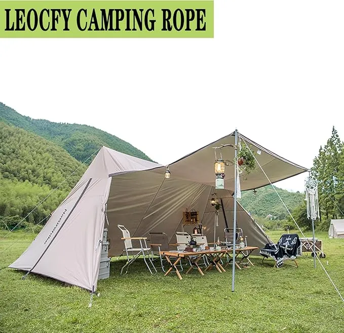10 Pack 4mm Outdoor Guy Lines Tent Cords Reflective Canopy Wind Rope Lightweight Camping Rope with Aluminum Guylines Adjuster for Tent Tarp, Canopy Shelter, Camping, Hiking, Backpacking White