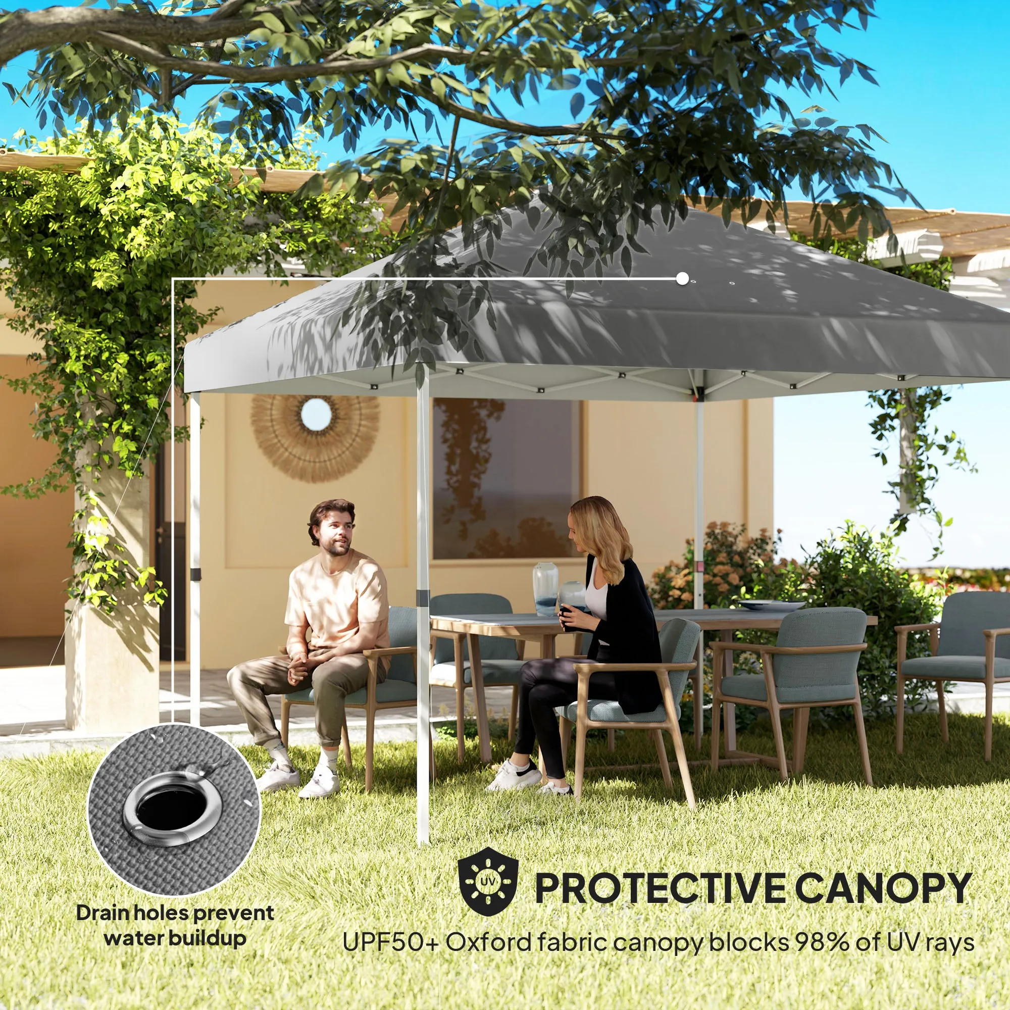 10' x 10' Canopy Tent with UV50  & Wheeled Bag, 2 Half Sidewalls, Dark Gray