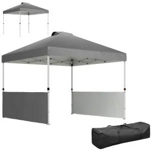 10' x 10' Canopy Tent with UV50  & Wheeled Bag, 2 Half Sidewalls, Dark Gray