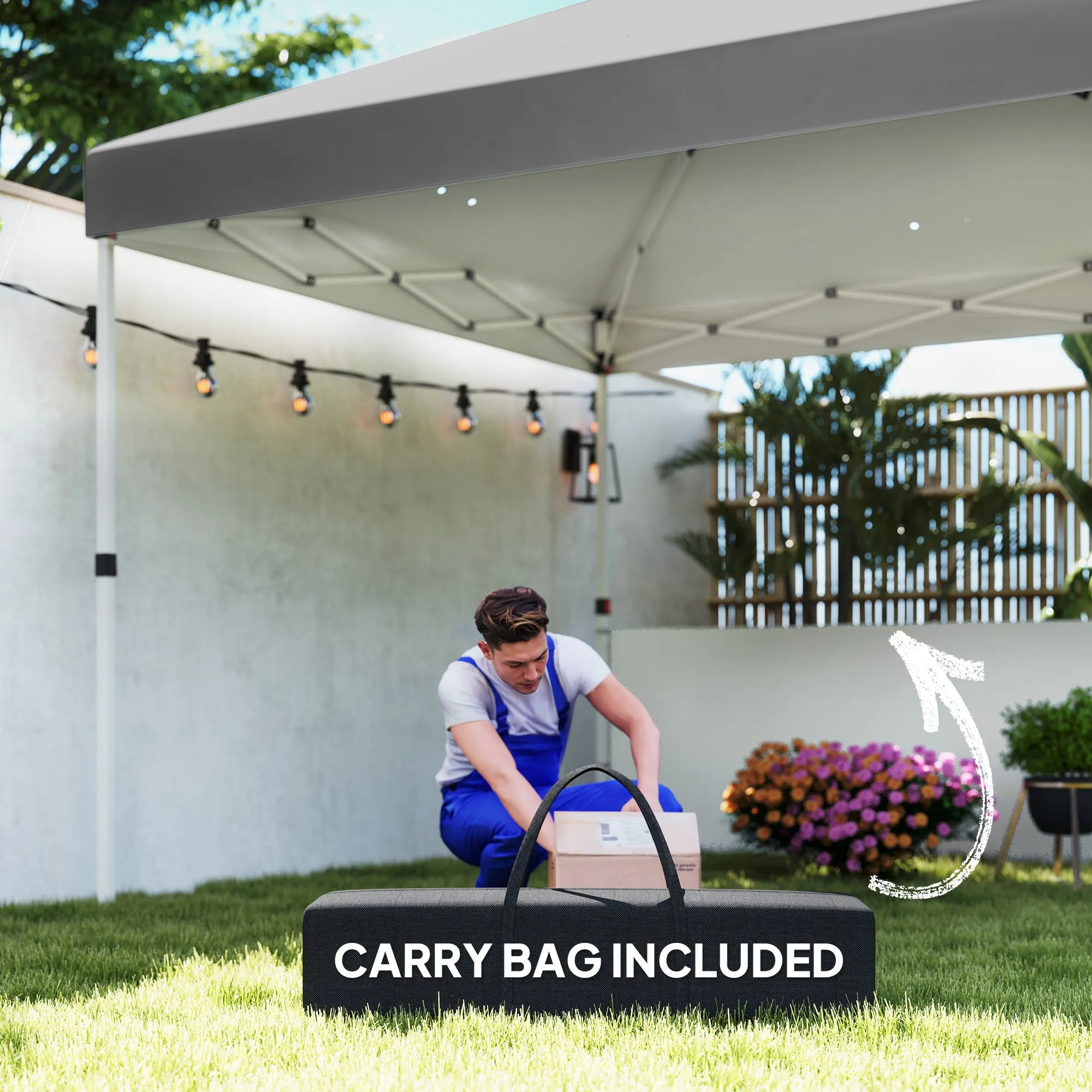 10' x 10' Canopy Tent with UV50  & Wheeled Bag, 2 Half Sidewalls, Dark Gray