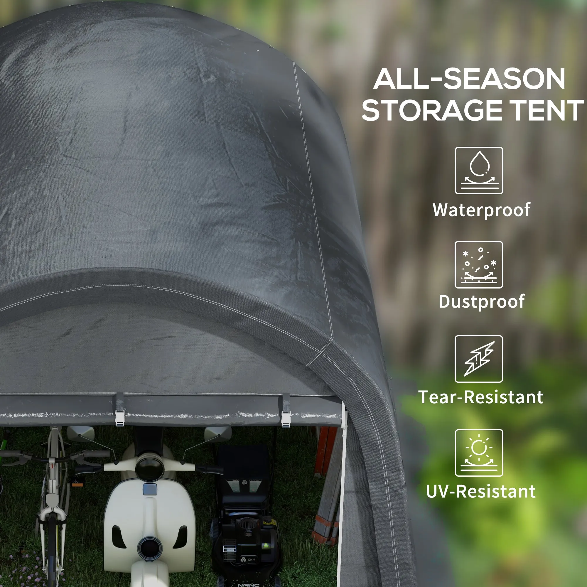 10' x 10' Heavy Duty Garden Storage Tent with Galvanized Frame, Grey