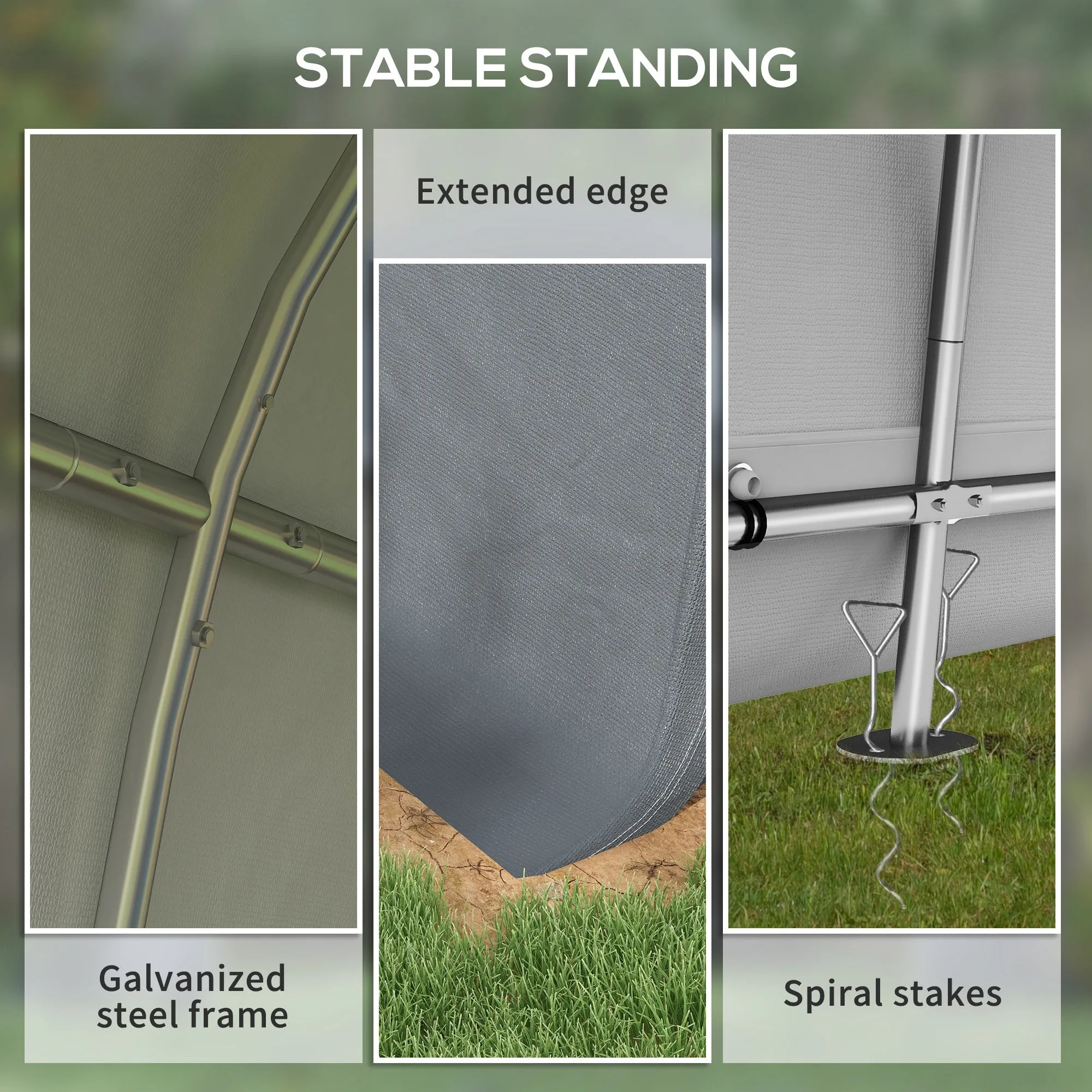 10' x 10' Heavy Duty Garden Storage Tent with Galvanized Frame, Grey