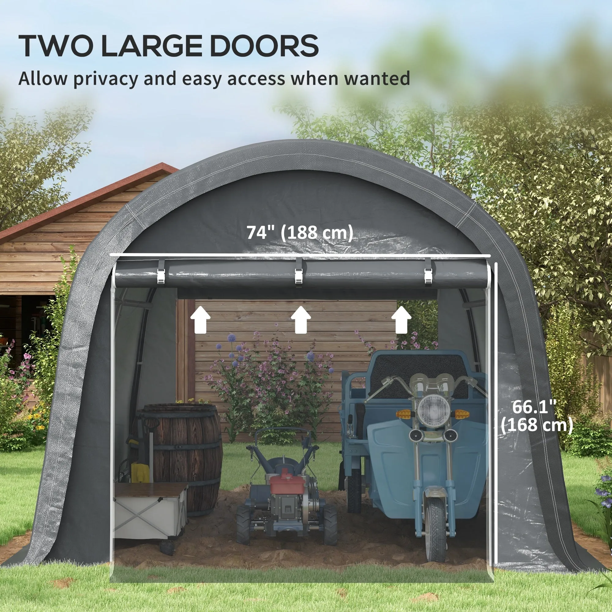10' x 10' Heavy Duty Garden Storage Tent with Galvanized Frame, Grey