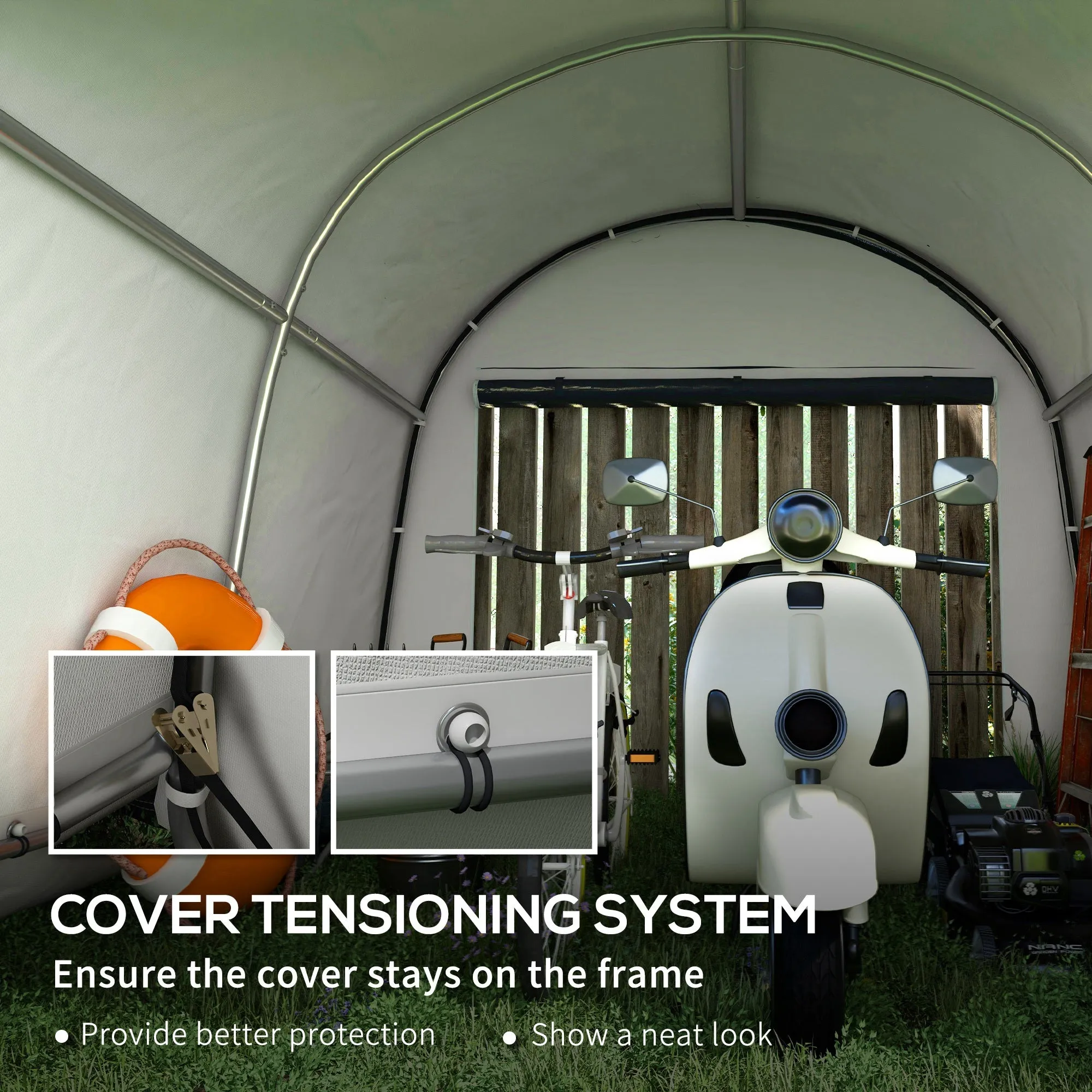 10' x 10' Heavy Duty Garden Storage Tent with Galvanized Frame, Grey