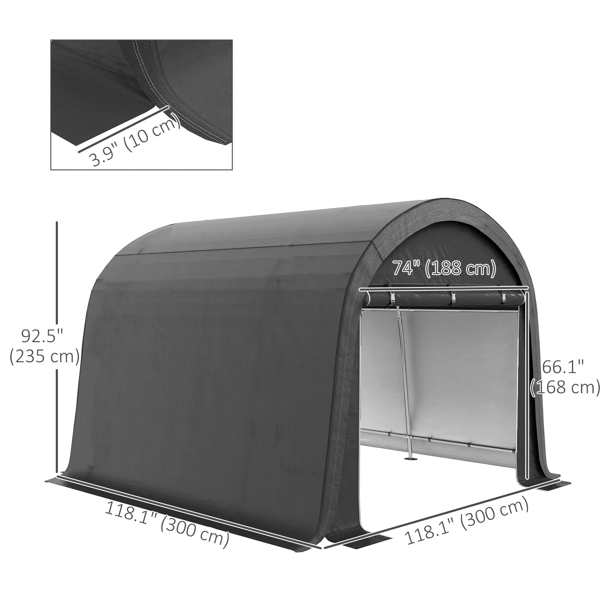 10' x 10' Heavy Duty Garden Storage Tent with Galvanized Frame, Grey