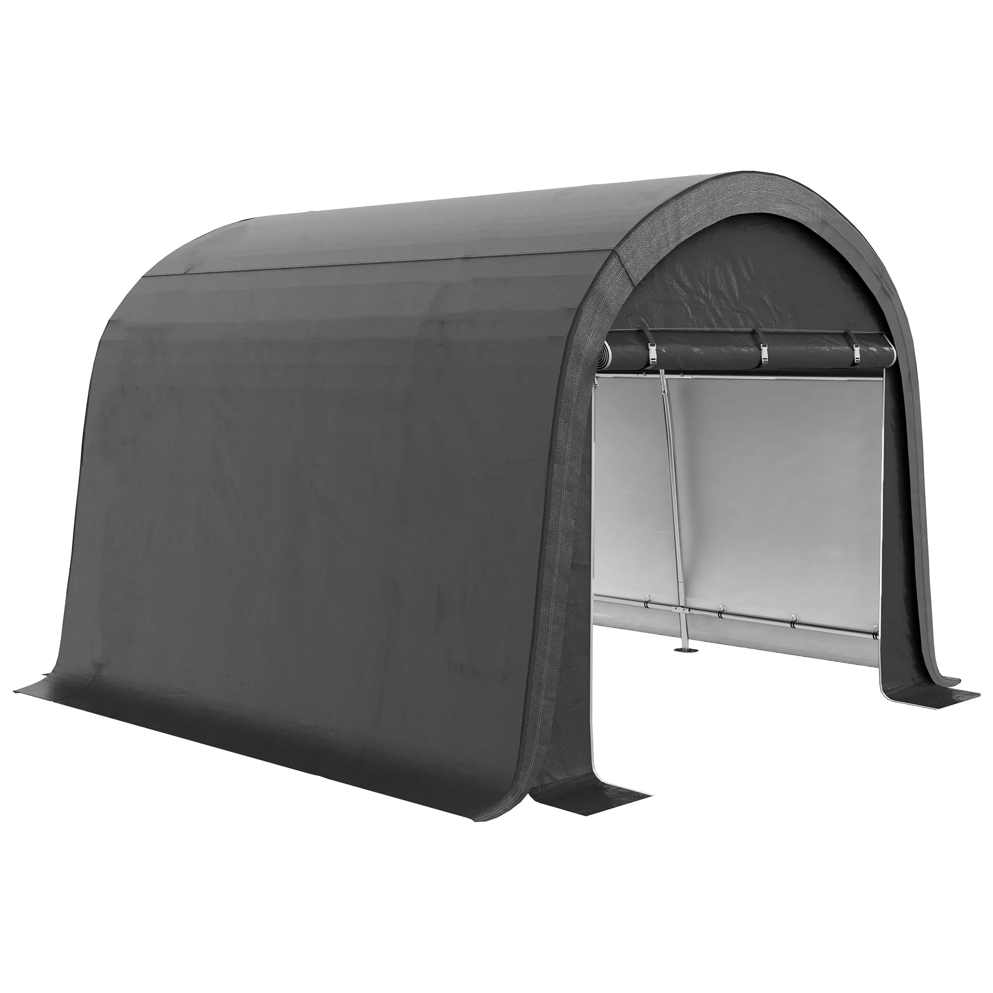 10' x 10' Heavy Duty Garden Storage Tent with Galvanized Frame, Grey