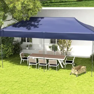 10' X 20' Portable Canopy Tent, 3-Level Height Modification, Dark Blue, for Camping & Outdoor Hiking Tours, with Wheeled Bag Canopy, 3 Adjustable Heights, Great Functions, Transport
