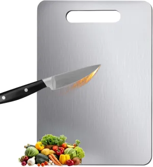 100% Pure Titanium Cutting Board - 15x11 Inch Non-Slip Kitchen Chopping Board, Dishwasher Safe, Scratch Resistant, Easy to Clean, Durable & Hygienic for Meat, Vegetables, and Fruits