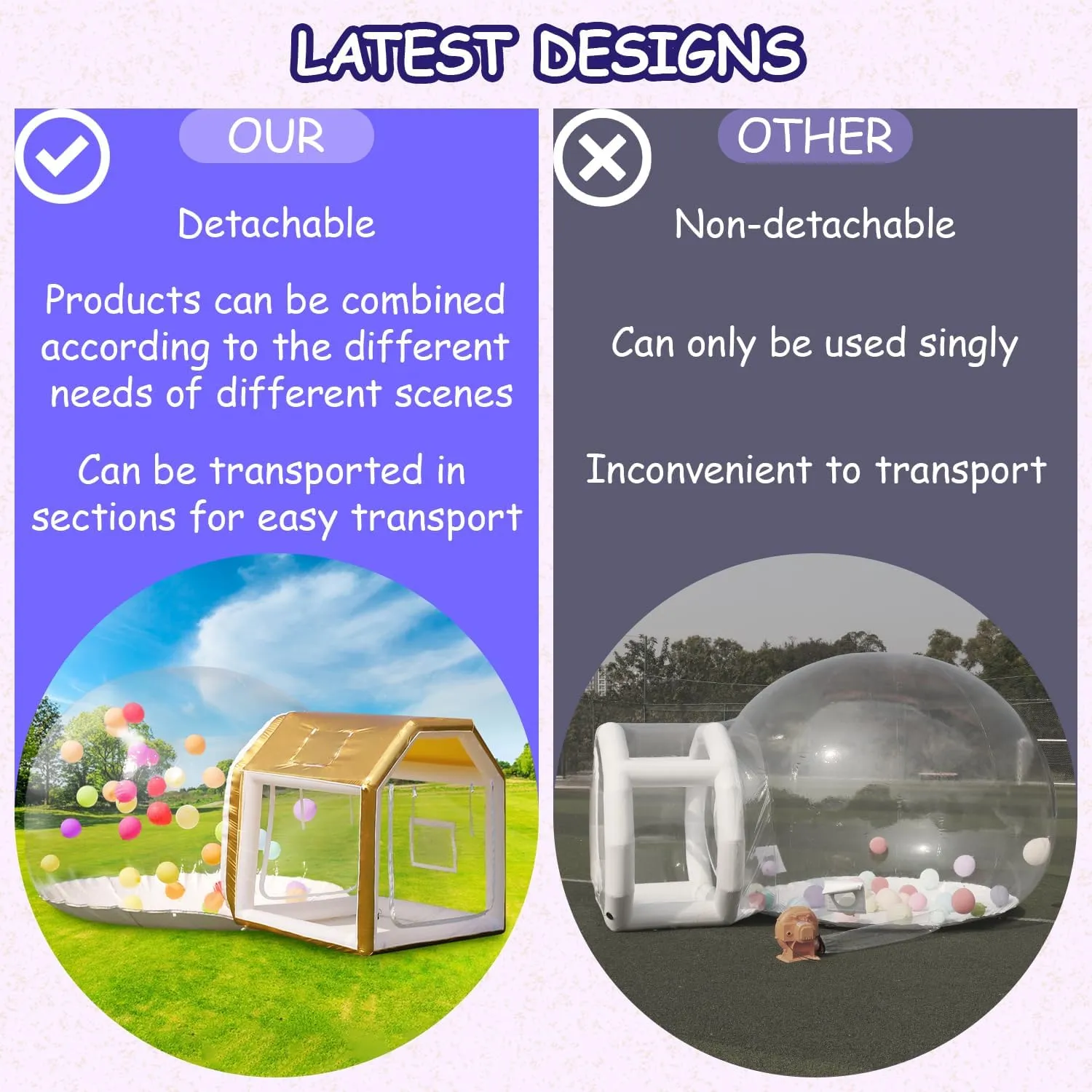 10FT Clear PVC Inflatable Bubble House Dome Tent with Tunnel - Bubble House Dome Inflatable, Ideal for Fun Events and Parties, Durable Inflatable Bubble House, Easy Setup (Golden, 10FT)