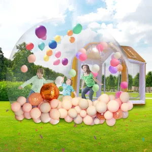 10FT Clear PVC Inflatable Bubble House Dome Tent with Tunnel - Bubble House Dome Inflatable, Ideal for Fun Events and Parties, Durable Inflatable Bubble House, Easy Setup (Golden, 10FT)