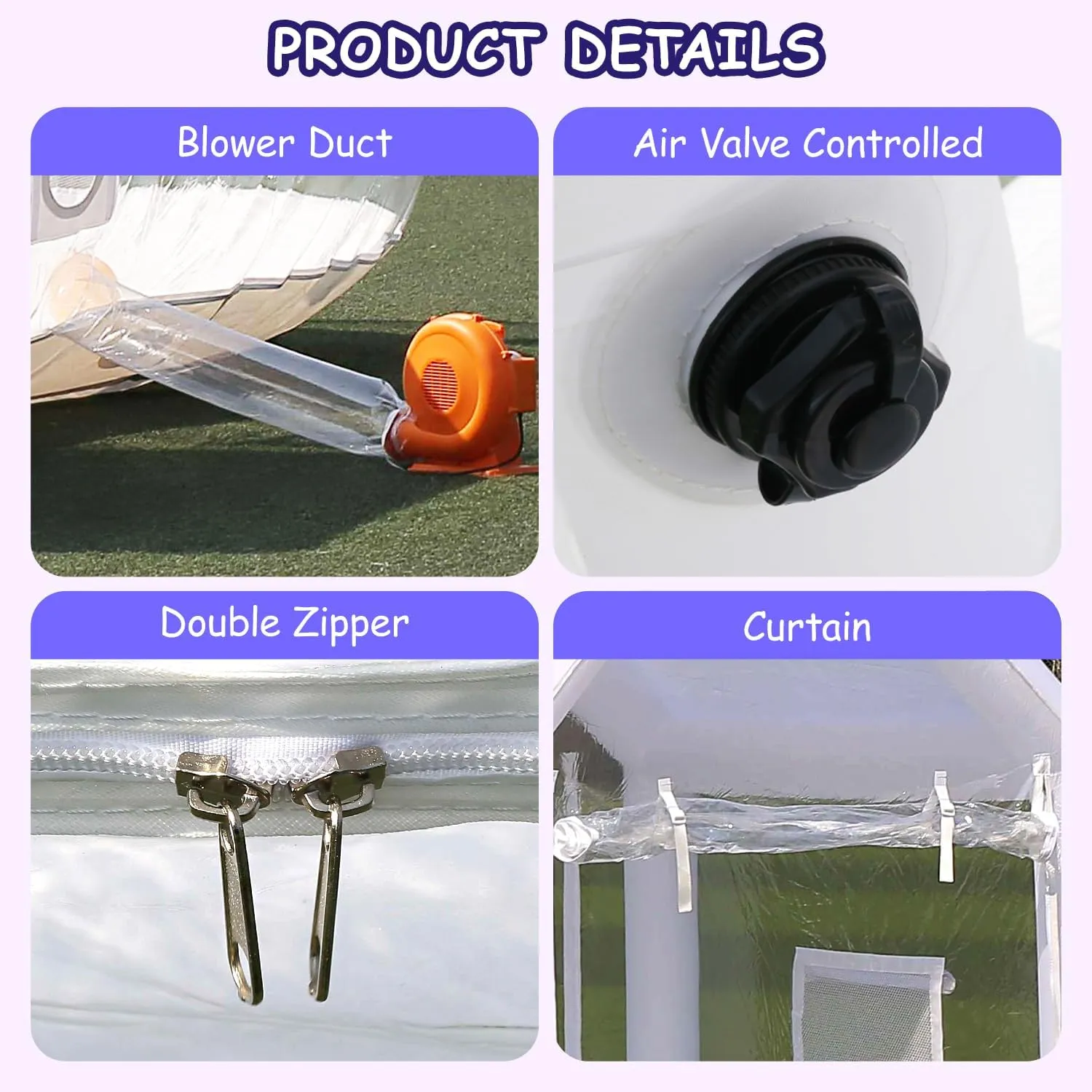 10FT Clear PVC Inflatable Bubble House Dome Tent with Tunnel - Bubble House Dome Inflatable, Ideal for Fun Events and Parties, Durable Inflatable Bubble House, Easy Setup (Golden, 10FT)