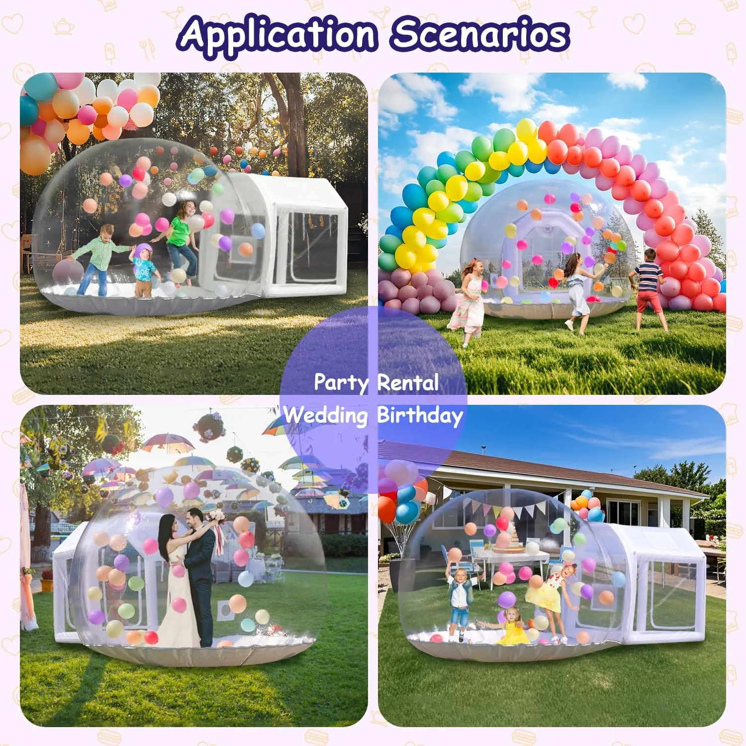 10FT Clear PVC Inflatable Bubble House Dome Tent with Tunnel - Bubble House Dome Inflatable, Ideal for Fun Events and Parties, Durable Inflatable Bubble House, Easy Setup (Golden, 10FT)
