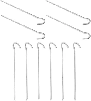10pcs Tent Pegs Outdoor Tent Stakes Yard Stakes Tarp Stakes Garden Stakes for Fixing Stakes for Ground Stakes Heavy Duty Tent Accessories Camping Tent Fixing Stakes Silver Iron