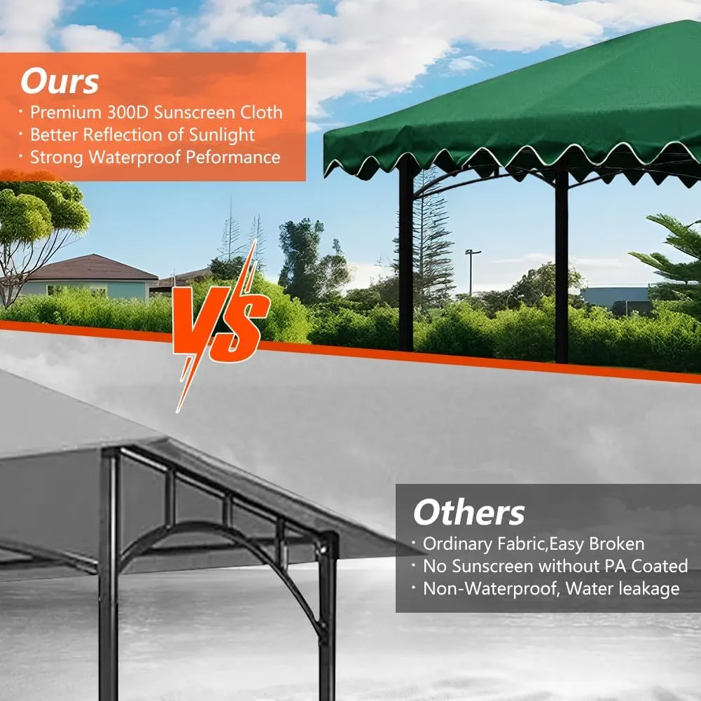 10'x10' Gazebo Canopy Replacement Top, Heavy-Duty Outdoor Waterproof Patio Cover, UV-Resistant Sun Shade Shelter for Deck, Garden, Backyard, BBQ Grill（Wavy Edge）