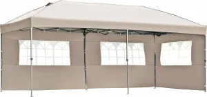 10x20 Pop Up Canopy Tent with Sidewalls – Heavy Duty Outdoor Party Tent for Weddings, Backyard, Events – Includes Wheeled Carry Bag (Khaki)
