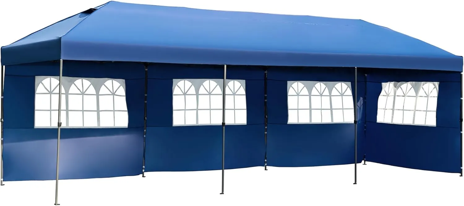 10x30 Pop Up Canopy with Sidewalls, Heavy Duty Outdoor Party Tent W/Wheeled Bag – Navy – Weddings, Patio, Backyard & Events