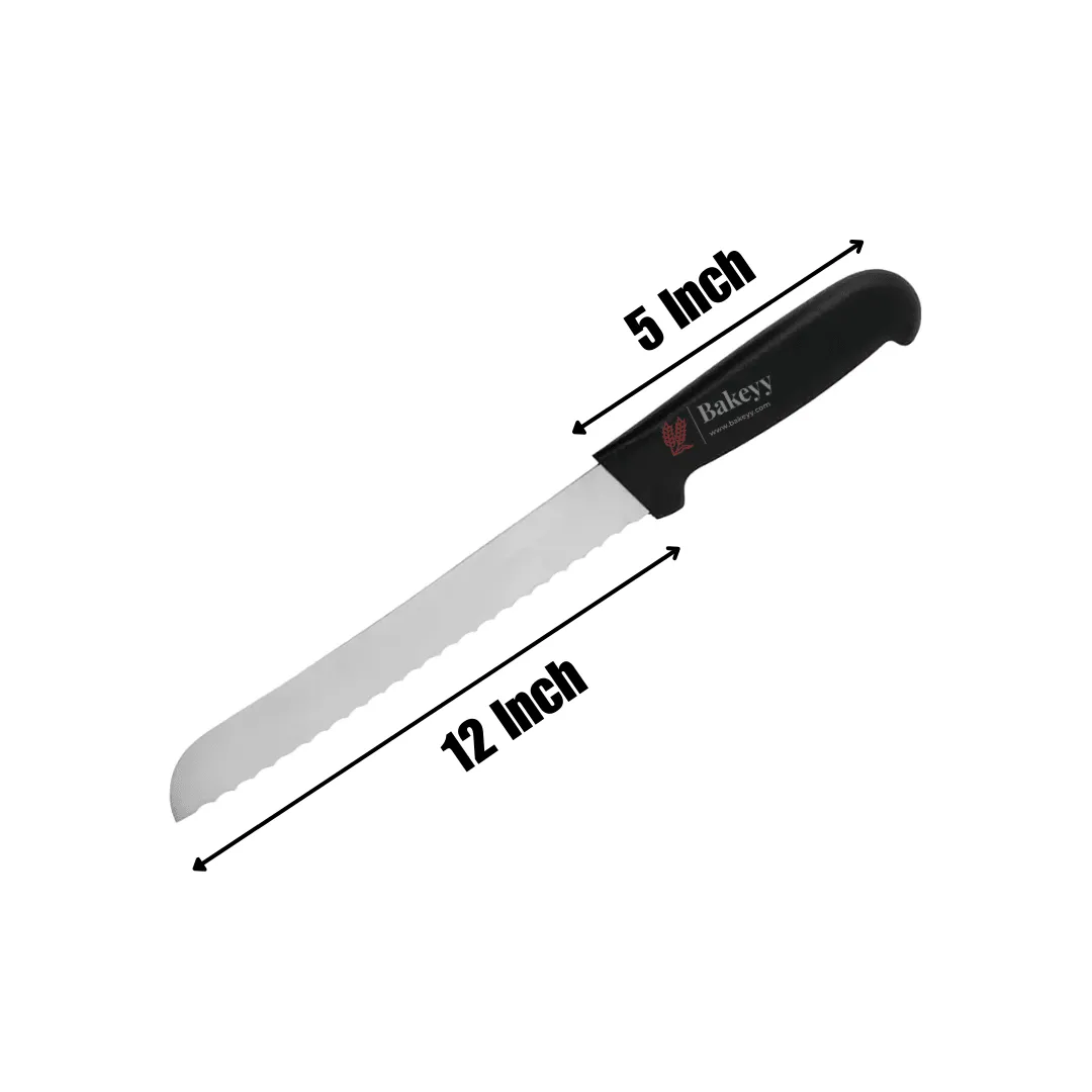 12 Inch Bread Knife Black Handle | Stainless Steel Blade with Strong Grip | Black Handle