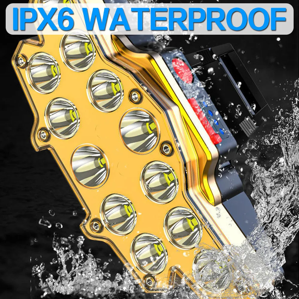 12LED 100000LM Headlamp USB Rechargeable P90 LED Long Shoot 4 Modes Bike Head Torch Flashlight Waterproof Camping Fishing