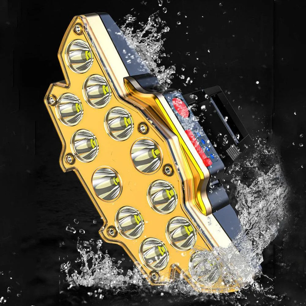 12LED 100000LM Headlamp USB Rechargeable P90 LED Long Shoot 4 Modes Bike Head Torch Flashlight Waterproof Camping Fishing
