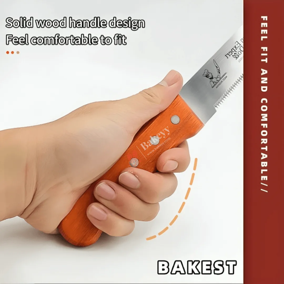 14 Inch Bread Knife Wooden Handle | Stainless Steel Blade with Strong Grip | Wooden Handle