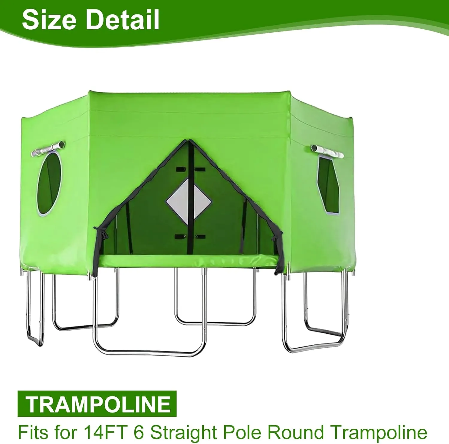 14FT/15FT Trampoline Tent for 6 Straight Pole Round Trampolines