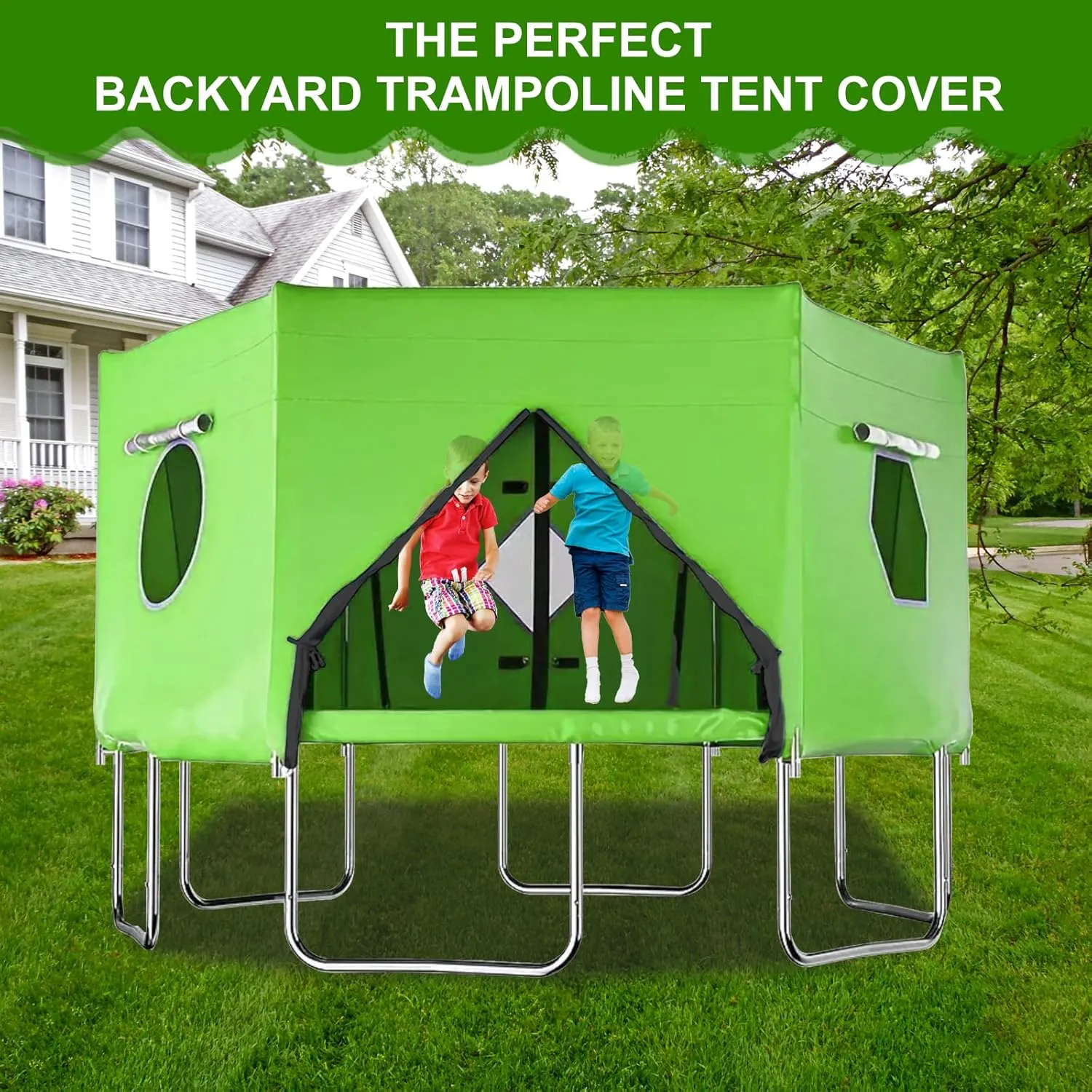 14FT/15FT Trampoline Tent for 6 Straight Pole Round Trampolines