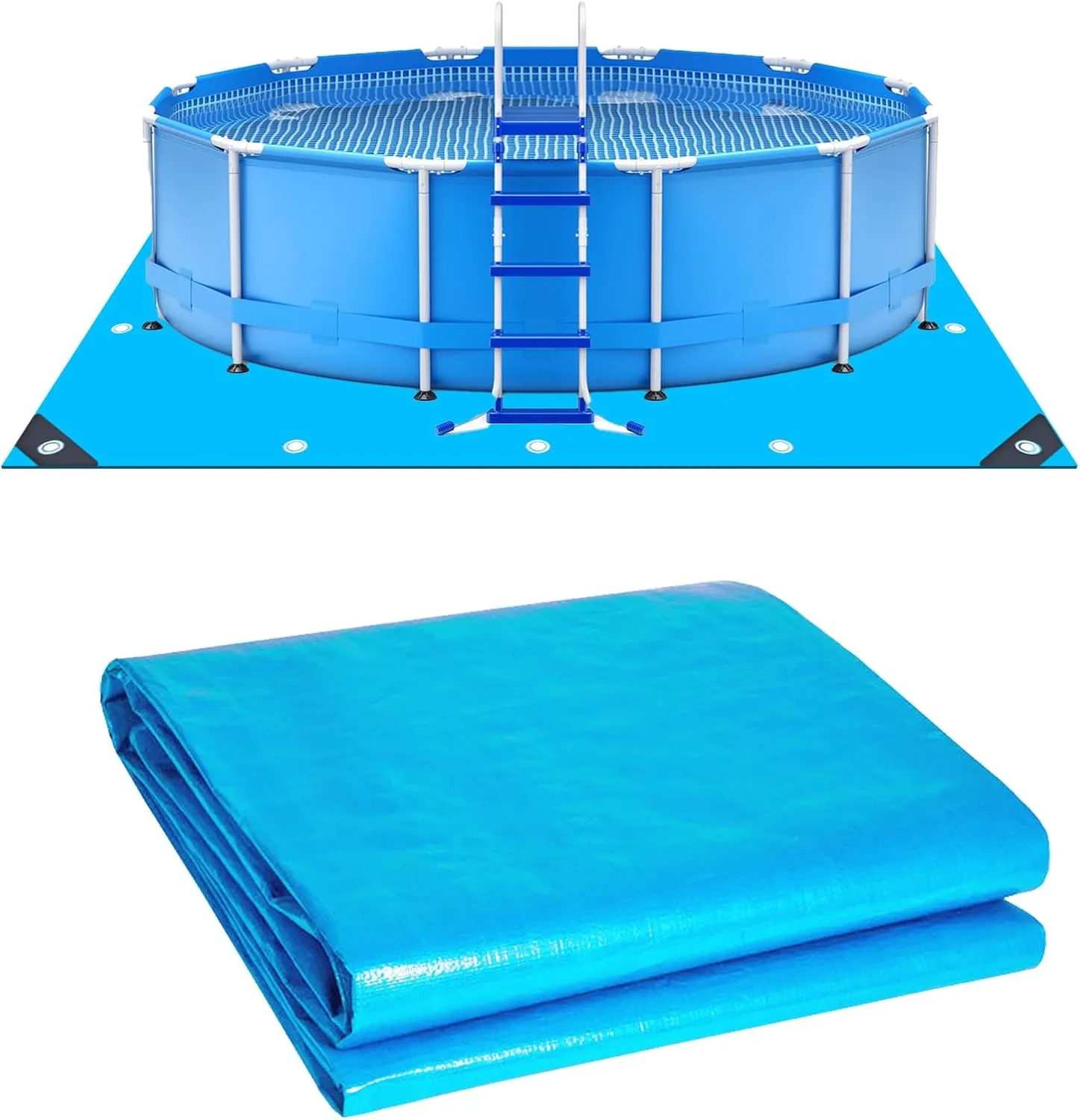 15.64 Ft Swimming Pool Ground Cloth, Square Swimming Pool Liner Pad Ground Mat for Above Ground Swimming Pools Heavy Duty Pool Ground Mat Protector Pad Pool Tarp