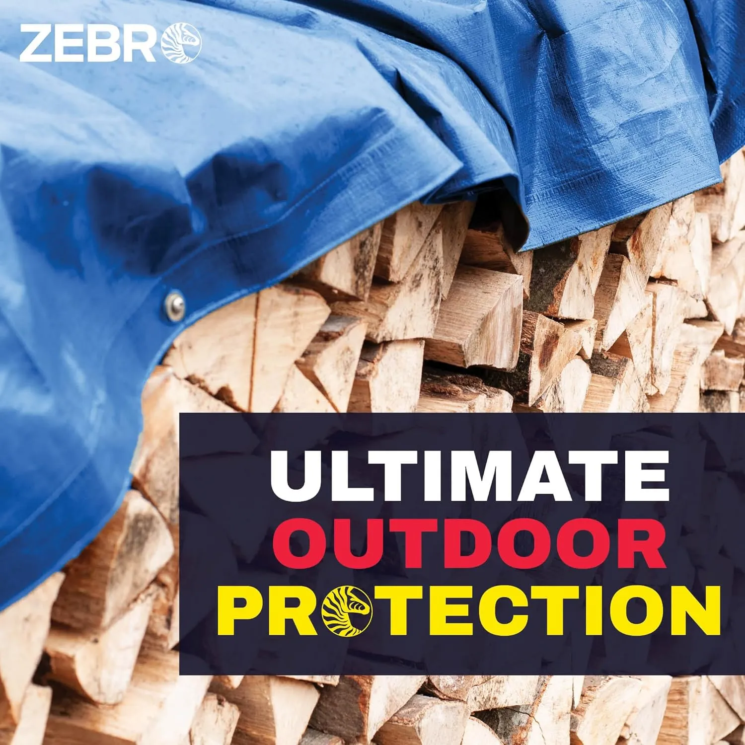 16' X 20' Blue Tarp with Grommets Reinforced - 5 Mil Thick - Durable UV Resistant Plastic Tarps Waterproof - Large Tarpaulin Cover for Outdoor Camping Over/Under Tent Tarp RV Roof Rain - Zebro
