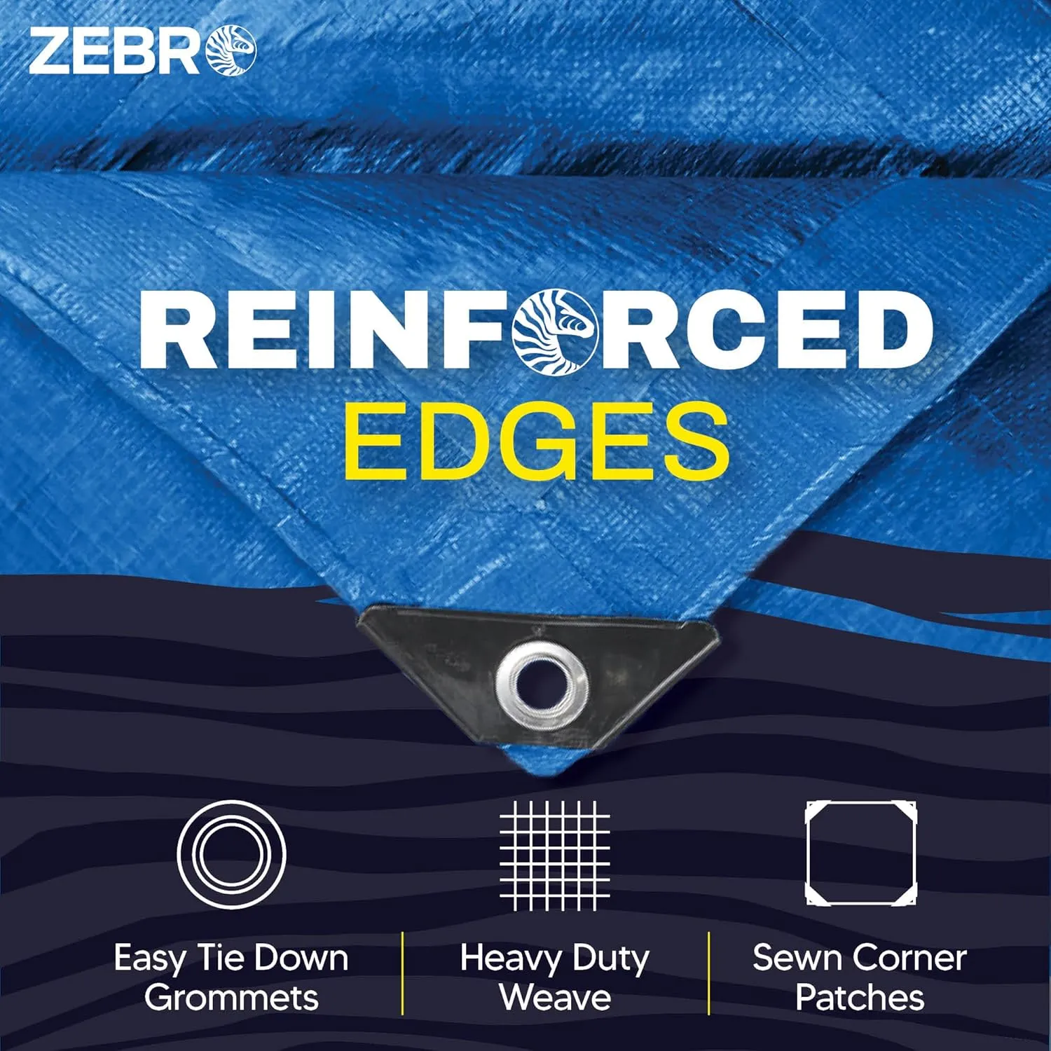 16' X 20' Blue Tarp with Grommets Reinforced - 5 Mil Thick - Durable UV Resistant Plastic Tarps Waterproof - Large Tarpaulin Cover for Outdoor Camping Over/Under Tent Tarp RV Roof Rain - Zebro