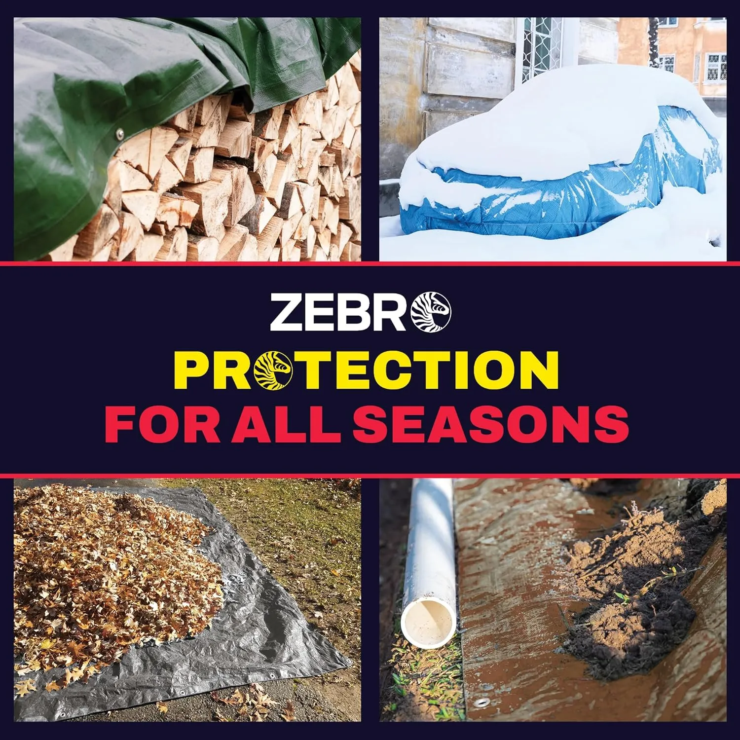 16' X 20' Blue Tarp with Grommets Reinforced - 5 Mil Thick - Durable UV Resistant Plastic Tarps Waterproof - Large Tarpaulin Cover for Outdoor Camping Over/Under Tent Tarp RV Roof Rain - Zebro