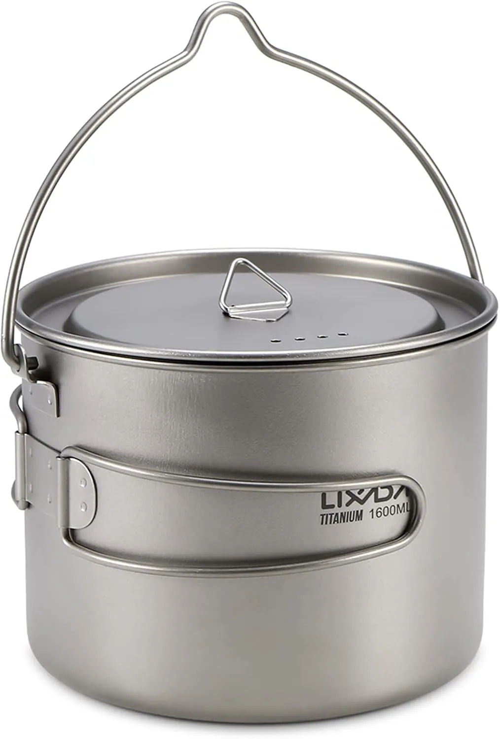 1600ml Titanium Pot Ultralight Portable Hanging Pot with Lid and Foldable Handle Outdoor Camping Hiking Backpacking,Titanium Cup