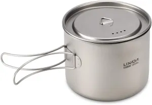 1600ml Titanium Pot Ultralight Portable Hanging Pot with Lid and Foldable Handle Outdoor Camping Hiking Backpacking,Titanium Cup