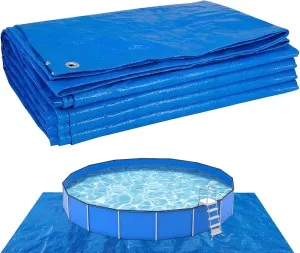 16.4 x 16.4 Ft Heavy-Duty Pool Ground Cloth - Waterproof PE Pool Mat Liner Pad Tarp for 8ft to 15ft Frame Above Ground Pools Inflatable Top Ring Swimming Pools
