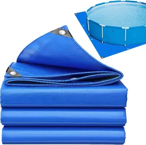 16x16 Tarps Heavy Duty Waterproof, Pool Pad for Above Ground Pool, Multipurpose Tarpaulin with Metal Grommets, Outdoor Coverings Weatherproof Tarp Covers for Camping, Farming, Vehicles(15 FT)