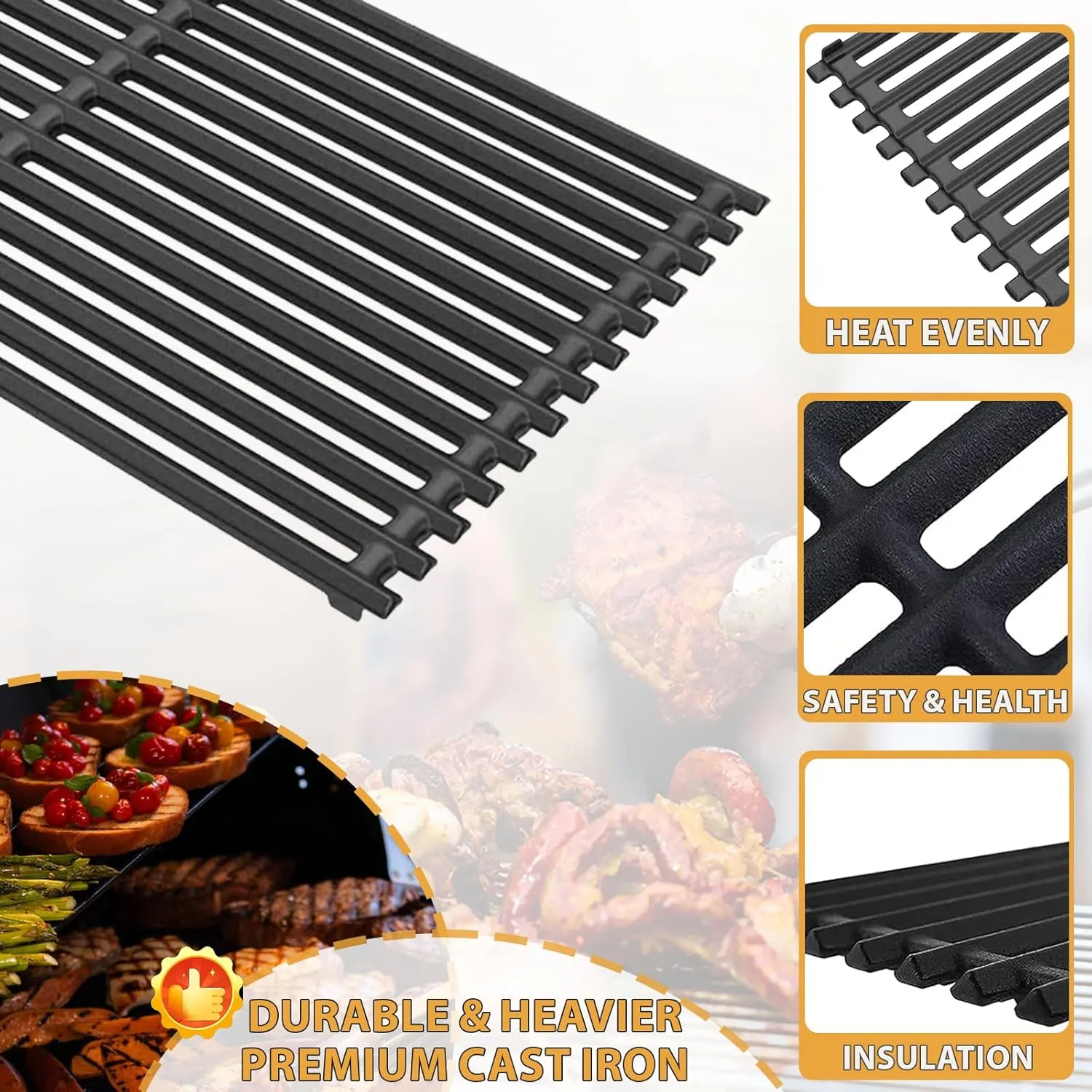 17'' Grill Grates Replacement for G541-0016-W2, G541-0016-W1 Charbroil Commercial TRU-Infrared Grill 463242715 463242716 466242715 463276016 463255020 463257520 463255721 G533-0009-W1 Parts Cast Iron