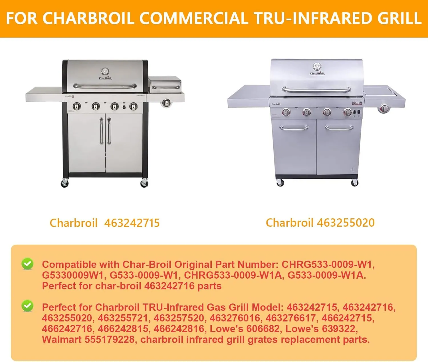 17'' Grill Grates Replacement for G541-0016-W2, G541-0016-W1 Charbroil Commercial TRU-Infrared Grill 463242715 463242716 466242715 463276016 463255020 463257520 463255721 G533-0009-W1 Parts Cast Iron