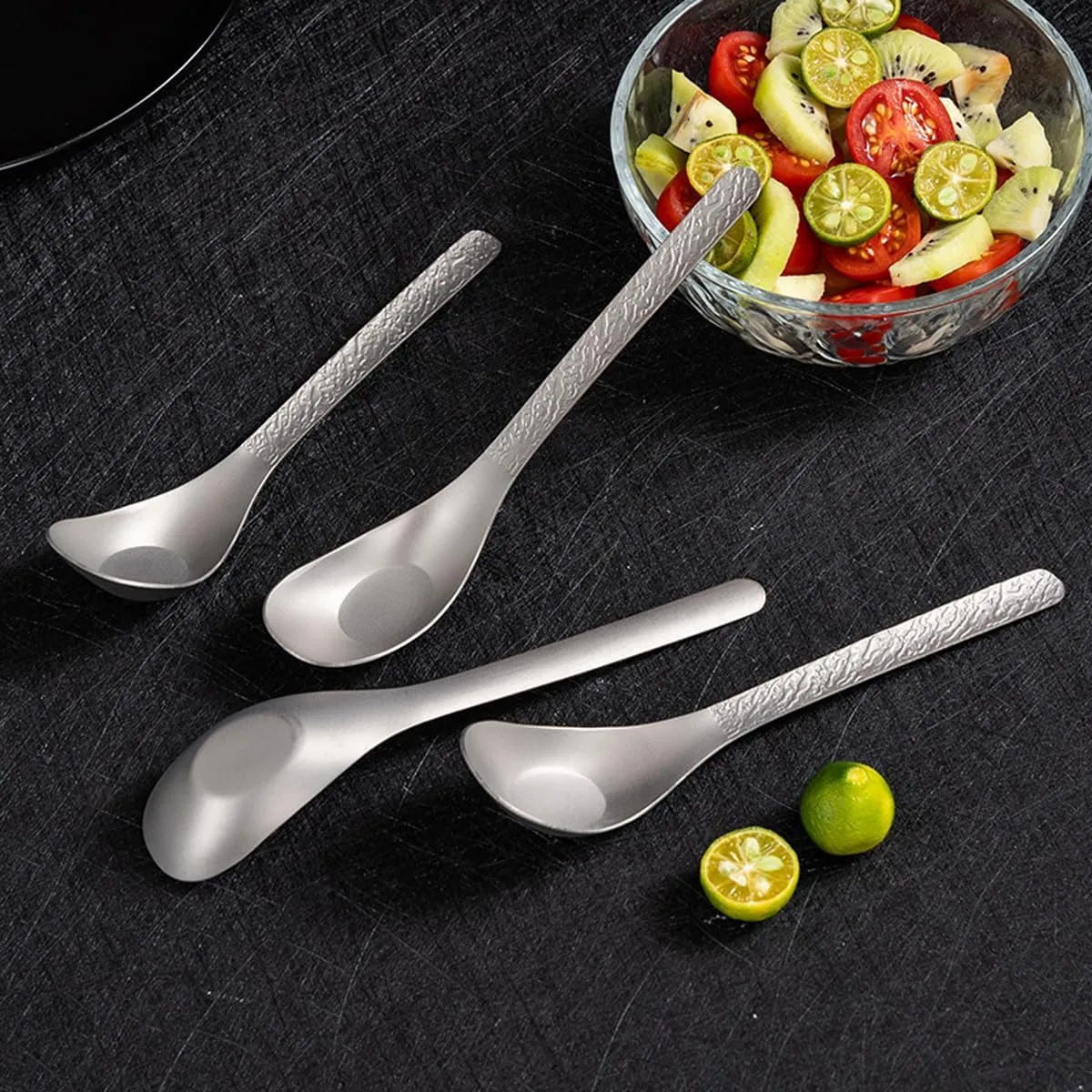 17cm Titanium Camping Spoon Lightweight 19g Camping Flatware Backpacking Travel Cutlery Compact Survival Utensils for Fishing, Hiking, Travel & Outdoor Adventures (4)