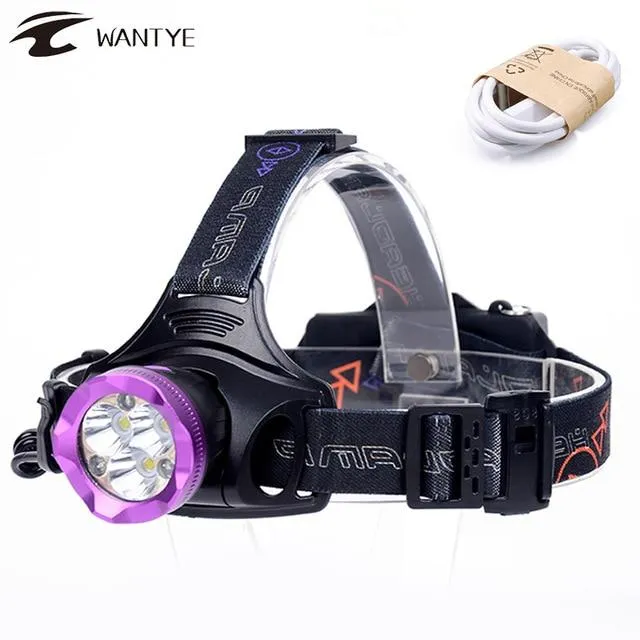 18650 Headlight LED Headlamp 3*XML T6 3*Red Light USB Rechargerable Head Torch Flashlight Head Lamp Fishing Lantern AA Battery