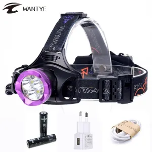 18650 Headlight LED Headlamp 3*XML T6 3*Red Light USB Rechargerable Head Torch Flashlight Head Lamp Fishing Lantern AA Battery