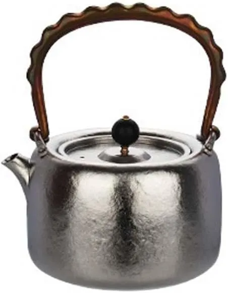 1PC Color Pure Titanium Teapot Outdoor 1L Large Capacity Coffee Pot(Silver)