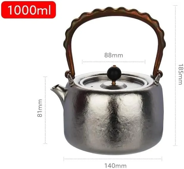 1PC Color Pure Titanium Teapot Outdoor 1L Large Capacity Coffee Pot(Silver)