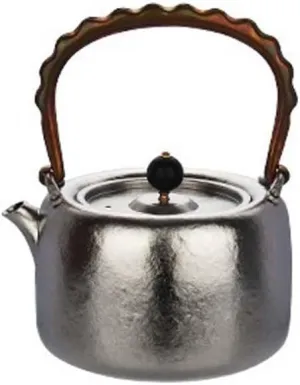 1PC Color Pure Titanium Teapot Outdoor 1L Large Capacity Coffee Pot(Silver)