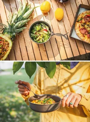 1PC Outdoor Pure Titanium Frying Pan Camping Tableware Camping Portable Pot(S 150MM)