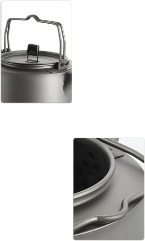 1PC Outdoor Pure Titanium Kettle 1200ML Portable Camping Coffee Pot